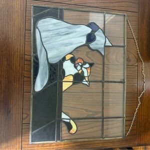 Stained Glass Dog and Cat Art Panel